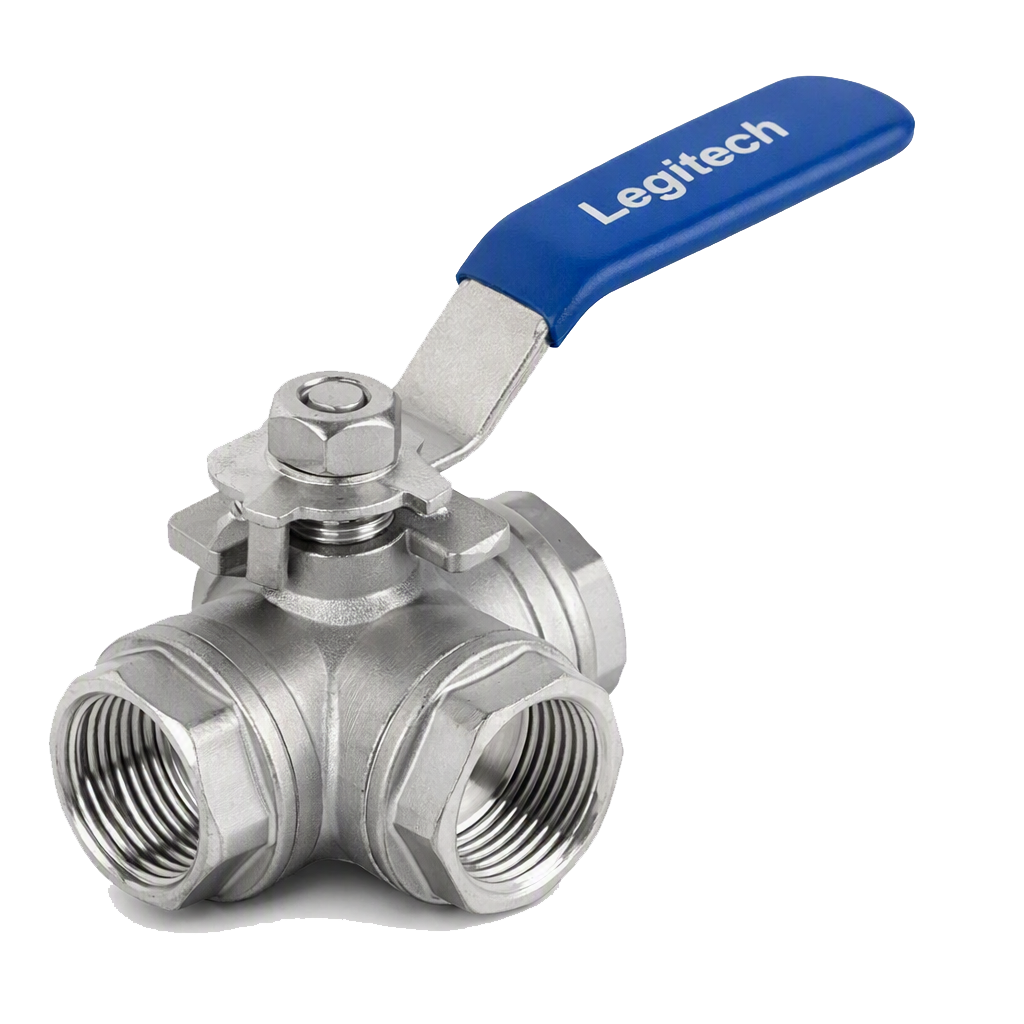 Vanne inox 3 voies T Port DN25